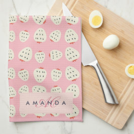 Paño De Cocina Chic Girly Strawberry Pattern Monograma Regalos