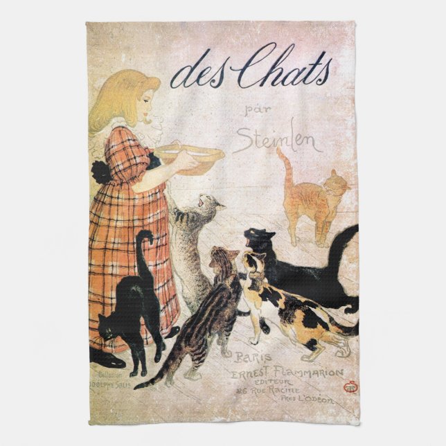 Paño De Cocina Chica con los gatos, Alejandro Steinlen (Vertical)