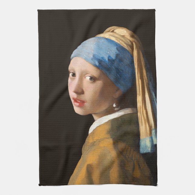 Paño De Cocina Chica con pintura de retrato de Pearl Earring (Vertical)