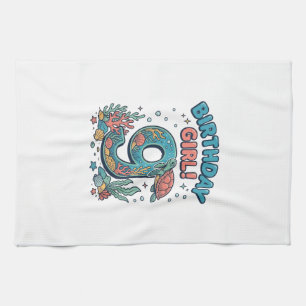 Paño De Cocina Chica Cumpleaños 9 Tortuga Oceánica Diseño Vectori