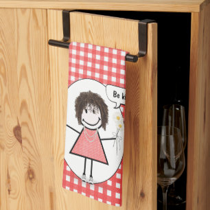 Paño De Cocina Chica De Figura De Palo En Red Gingham