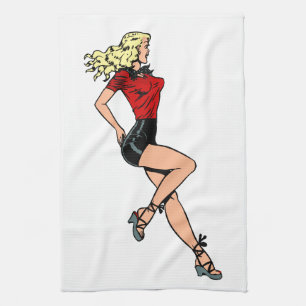 Paño De Cocina Chica de glamour vintage al lado, blond Blombshell