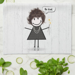 Paño De Cocina Chica de la figura del stick con daisies y cita