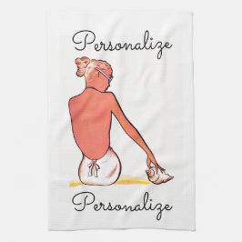 Paño De Cocina Chica de playa de época con elegante verano de con