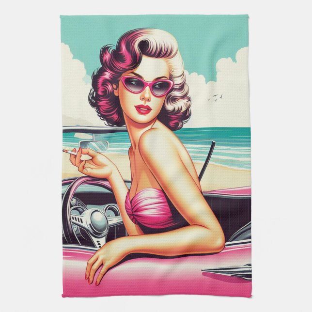 Paño De Cocina Chica de verano retro (Vertical)