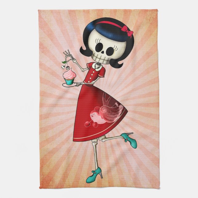 Paño De Cocina Chica esquelético dulce y asustadizo (Vertical)