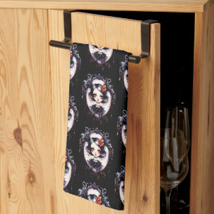 Paño De Cocina Chica Gótica Espejo Victoriano Negro Halloween