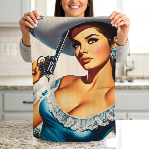 Paño De Cocina Chica Retro del Salvaje Oeste