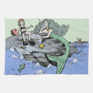 Paño De Cocina Chica Sirena Verano Playa Amistad Caprichosa
