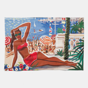 Paño De Cocina Chica Vintage Cote D'Azur Beach