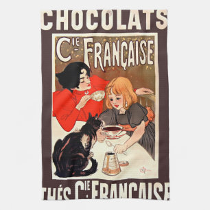 Paño De Cocina Chica y gato, afiche de época, Alexandre Steinlen