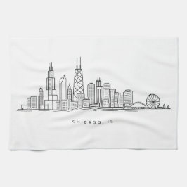 Paño De Cocina Chicago IL Cityscape Illustration