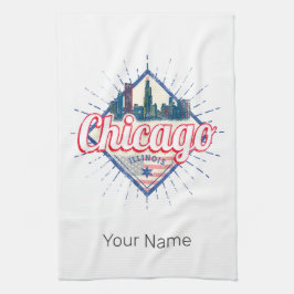 Paño De Cocina Chicago Illinois Estados Unidos Retro Skyline USA