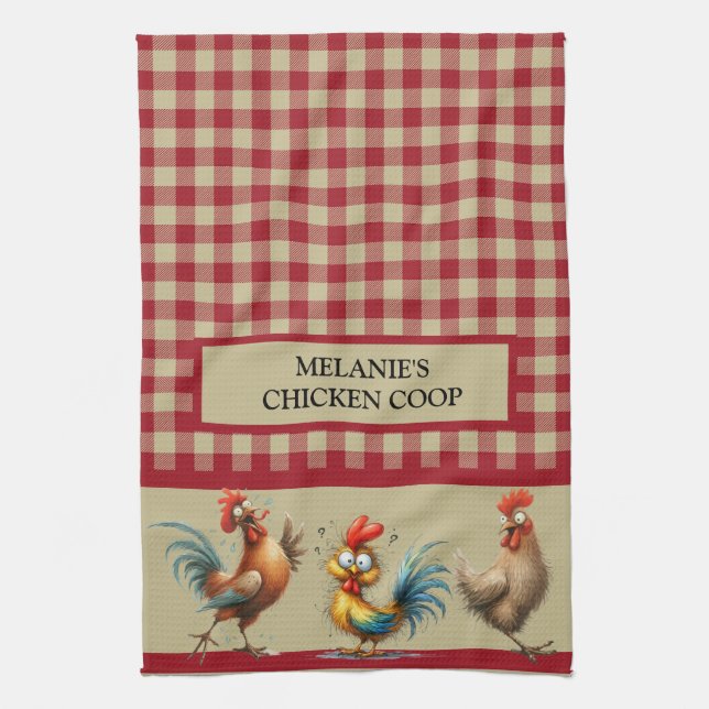 Paño De Cocina CHICKEN COOP personalizado - Tapado de búfalo rojo (Vertical)