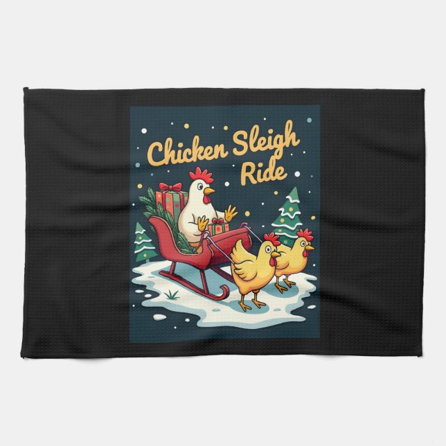 Paño De Cocina Chicken Sleigh Ride (Horizontal)