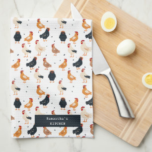 Paño De Cocina Chickens Cute Funny Ilustracion regalo personaliza