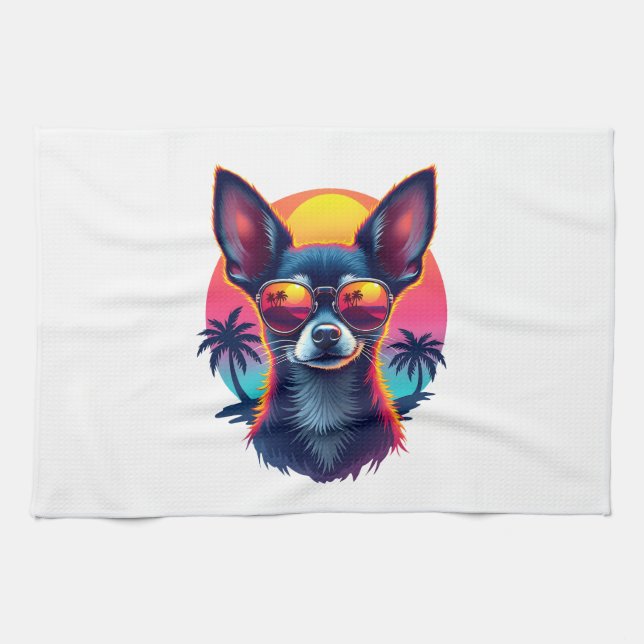Paño De Cocina Chihuahua  Abstract Painting  Colour  Cute Dog Cop (Horizontal)