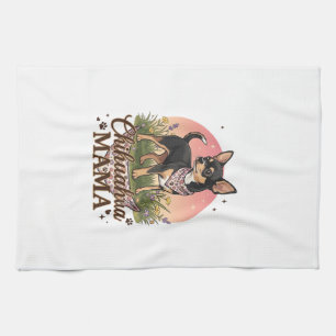 Paño De Cocina Chihuahua Mama Perro Bandana Floral Rosa_1