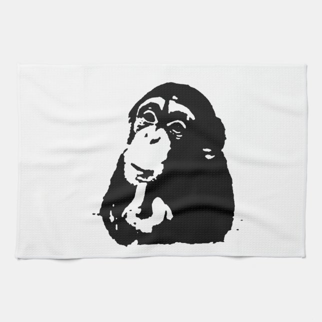 Paño De Cocina Chimpancé de pensamiento de arte pop (Horizontal)