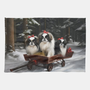 Paño De Cocina Chin Japonés Nieve Trineo Decoración Navidad