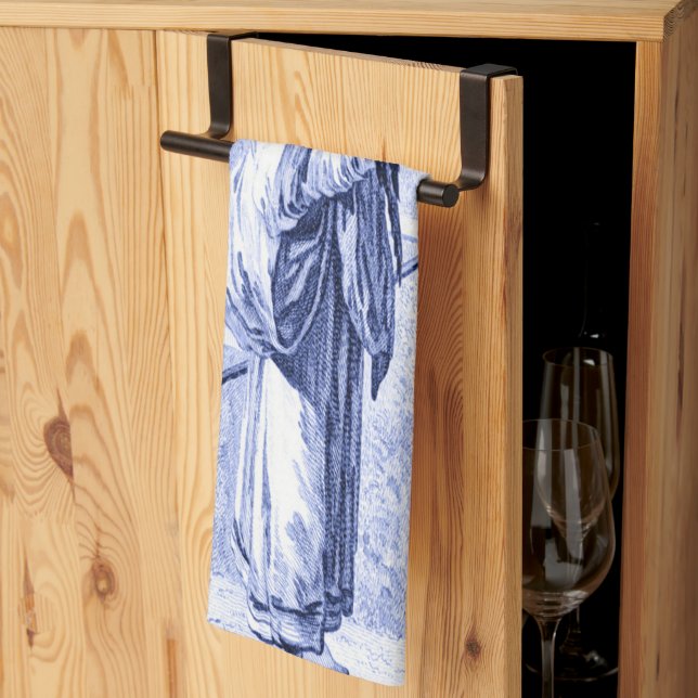 Paño De Cocina Chinoiserie azul y blanca (Pliegue de tercios)