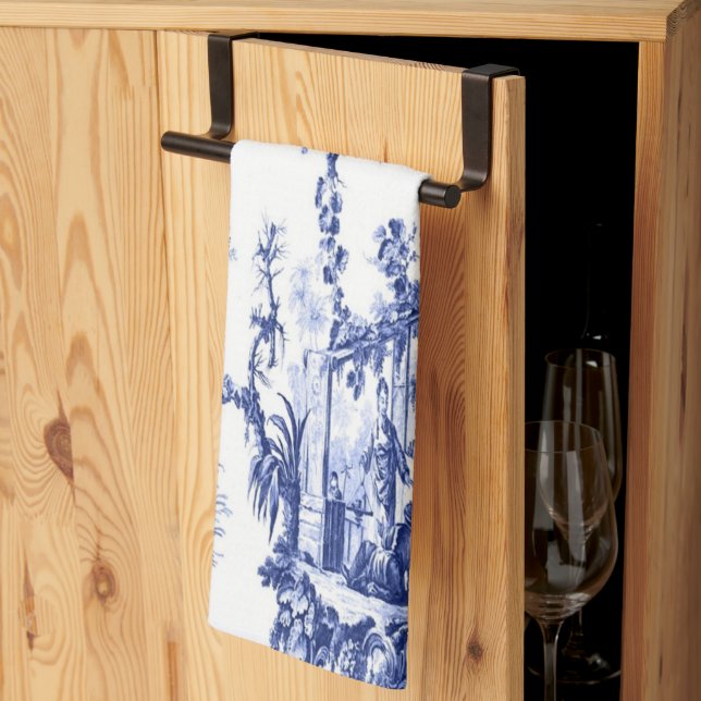 Paño De Cocina Chinoiserie azul y blanca (Pliegue de tercios)