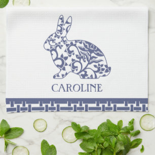 Paño De Cocina Chinoiserie Bunny Rabbit Personalizado
