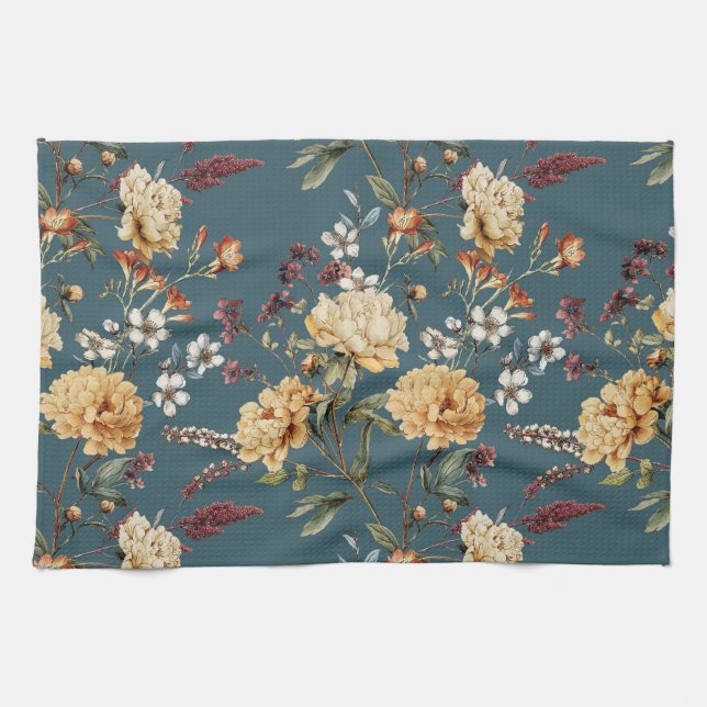 Paño De Cocina Chinoiserie Floral watercolour botanical modern  (Horizontal)
