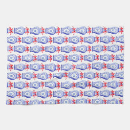 Paño De Cocina Chinoiserie Ginger Jar Monograma | Bow Rojo