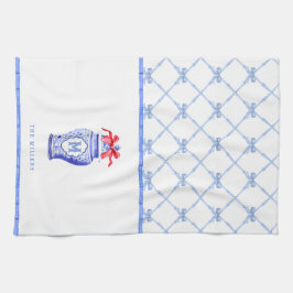 Paño De Cocina Chinoiserie Ginger Jar Monograma | Bow Rojo