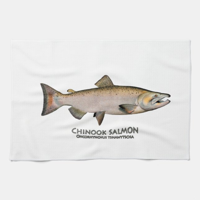 Paño De Cocina Chinook - rey salmones (que frezan fase) (Horizontal)