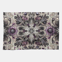 Paño De Cocina Chirstmas de bonito morado, negro y taúpe