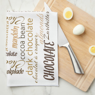 Paño De Cocina Chocolate, Almendras y Diseño de Texto de Chocolat