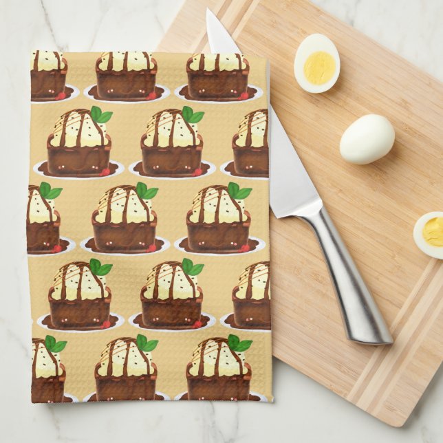 Paño De Cocina Chocolate Brownie With Vanilla Ice Cream (Doblado Cuarto)