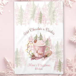 Paño De Cocina Chocolate caliente y galletas nombre Navidades ros