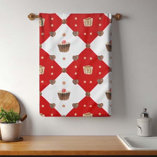 Paño De Cocina Chocolate dulce trata a Navidades modernos acuarel (Subido por el creador)
