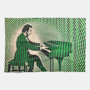 Paño De Cocina Chopin tocando Piano al estilo de la ilusión óptic