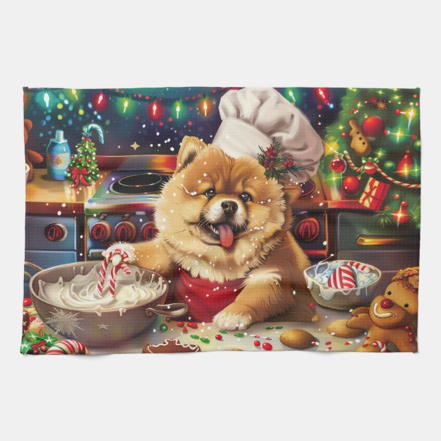 Paño De Cocina Chow Chow Holiday Baking: Navidades festivos (Horizontal)