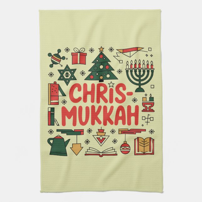 Paño De Cocina Chrismukkah Hanukkah Navidades judío Religioso (Vertical)