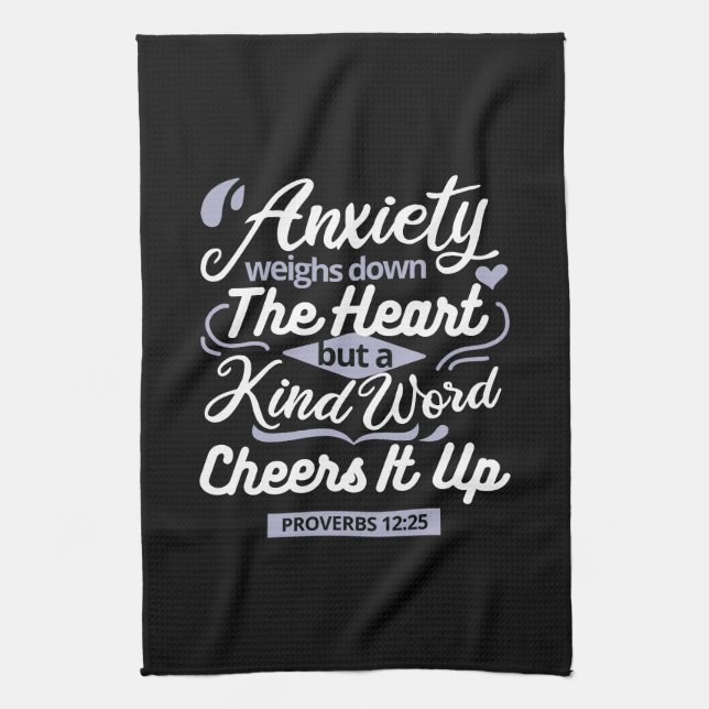 Paño De Cocina Christian Encouragement Quote – Anxiety & Kindness (Vertical)