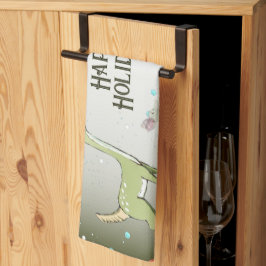 Paño De Cocina Christmas Celebration Green Deers Holidays Cute