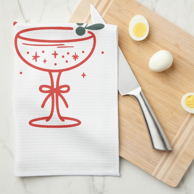 Paño De Cocina Christmas Cocktails Sparkle Season  (Doblado Cuarto)