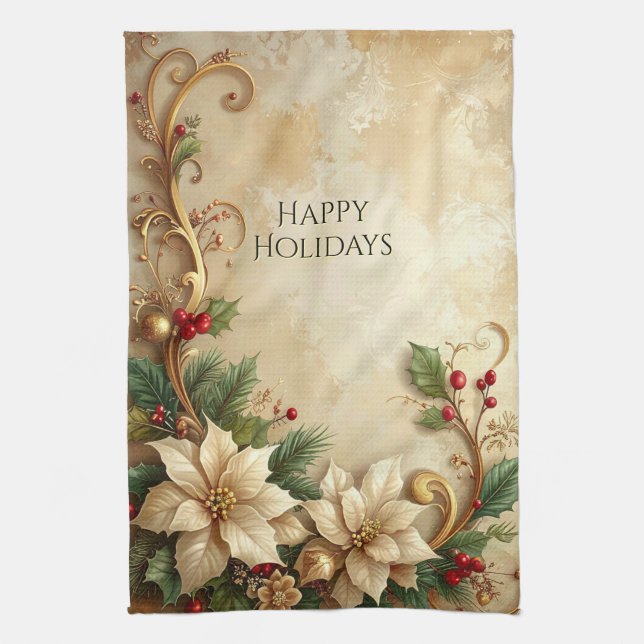 Paño De Cocina Christmas Floral Holiday Kitchen Towel (Vertical)