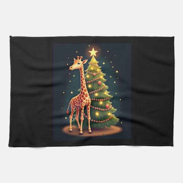 Paño De Cocina Christmas Giraffe Official Tree Topper Funny Tall  (Horizontal)