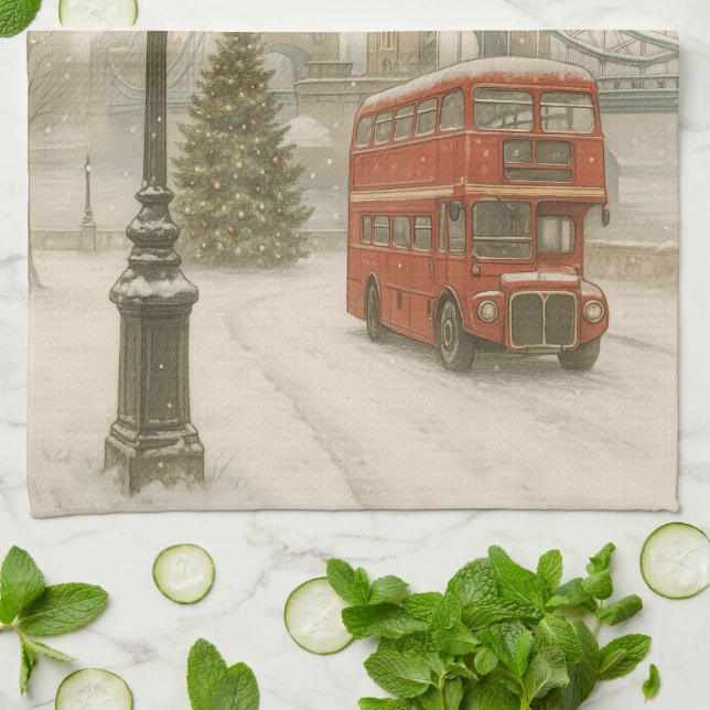 Paño De Cocina Christmas in London Gift for Traveler | Holiday (Doblado)