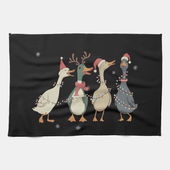 Paño De Cocina Christmas Lights Ducks Funny Animals Farm Lover  (Horizontal)