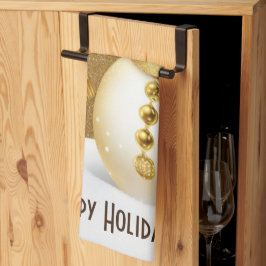 Paño De Cocina Christmas Party Golden Snowman Snowflakes Holidays