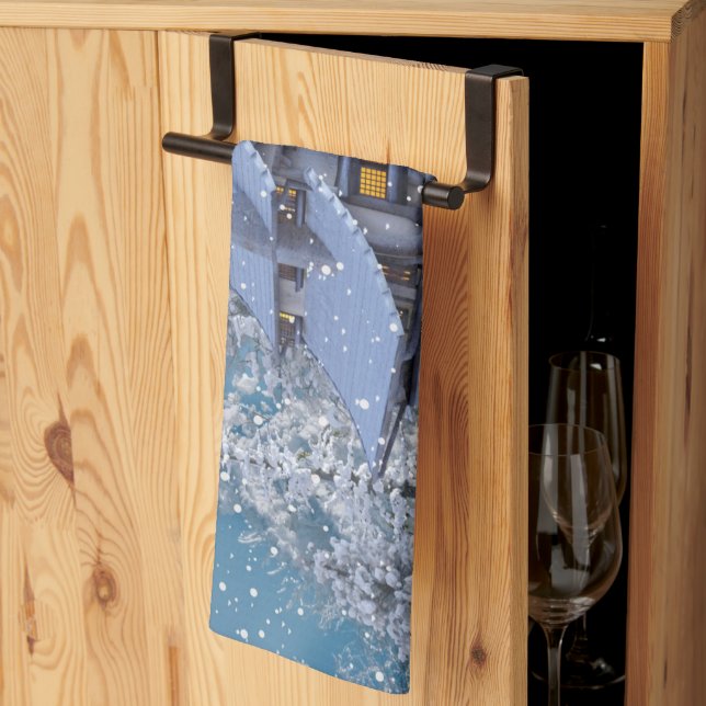 Paño De Cocina Christmas Party Winter White Snowman Blue Rustic (Pliegue de tercios)