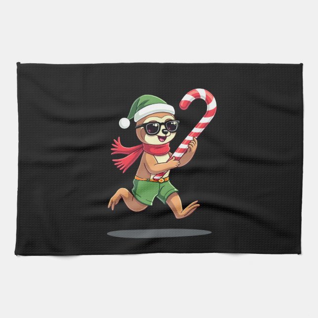 Paño De Cocina Christmas Sloth Elf Peppermint Candy Cane Shirt Gi (Horizontal)