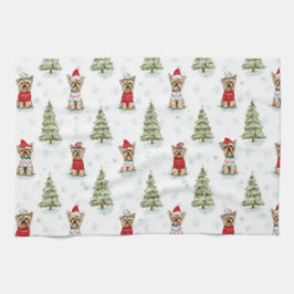Paño De Cocina Christmas Yorkies Dog